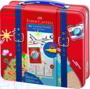 Flamastry Faber Castell Connector 40 kolorów - zestaw Metalowa Waliszka