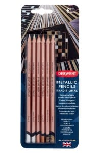 Derwent Metallic Pencils TRADIOTIONAL 6 kolorów - komplet kredek metalicznych