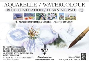 Clairefontaine Watercolour Lerning Pad nr1 A4 300g 12 ark - blok akwarelowy z 6 gotowymi szkicami