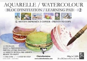 Clairefontaine Watercolour Lerning Pad nr2 A4 300g 12 ark - blok akwarelowy z 6 gotowymi szkicami