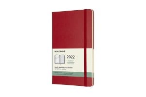 Moleskine Kalendarz 2022 Tygodniowy "Notebook" na 12 miesięcy LARGE Scarlet Red - Twarda oprawa