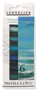 Sennelier Extra Soft Pastels "Emerald Sea" 6 kolorów x 1/2 - komplet pasteli suchych