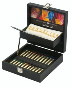 Sennelier Oil Pastels Black Box 24 kolory - komplet pasteli olejnych w drewnianej kasecie