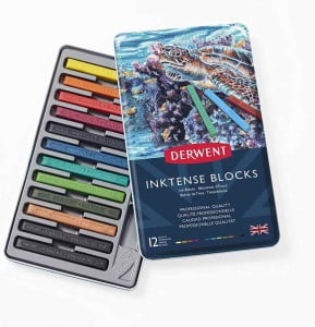 DERWENT Inktense blocks 12 kolorów - kredki tuszowe w sztabkach