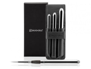 Escoda PERLA Travel 3 brush set Leather Case - komplet pędzli
