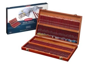 Derweny PASTEL PENCILS 72  kolory - komplet pasteli suchych w drewnie w kasecie drewnianej