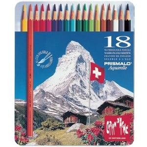 Caran d'Ache Prismalo Aquarelle 18 kolorów - komplet kredek w metalowym pudełku