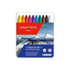 Caran D'Ache Neocolor II 10 kol. w metalowym pudełku - kredki akwarelowe woskowe