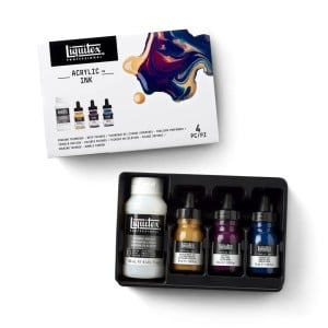 Liquitex Professional Acrylic Ink Pouring Medium Set Deep Colors - komplet tuszy akrylowych z medium do pouringu
