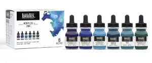 Liquitex Professional Acrylic Ink Set Aqua Colors 6x30ml - komplet tuszy akrylowych