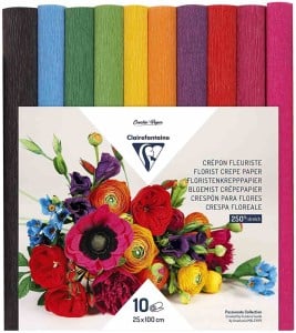 Clairefontaine Florist Crepe Paper "Bright" 25x100m 10 kolorów - krepina florystyczna 250% (130g)