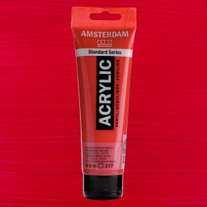 317 Transparent Red Medium, farba akrylowa Amsterdam Talens