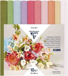Clairefontaine Florist Crepe Paper "Pastel" 25x100m 10 kolorów - krepina florystyczna 250% (130g)