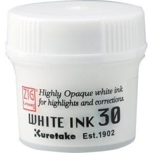 Kuretake ZIG Cartoonist White Ink 30g - tusz biały silnie kryjący