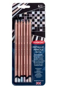 Derwent Mettalic Pencils PASTEL 6 kolorów - komplet kredek metalicznych (blister)