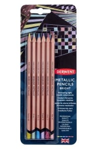 Derwent Mettalic Pencils BRIGHT 6 kolorów - komplet kredek metalicznych (blister)