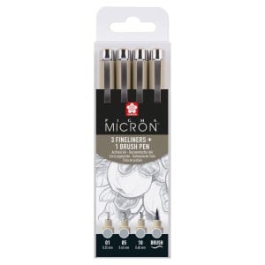 Pigma Micron Light Cool Grey Set 4 - zestaw 4 cienkopisów