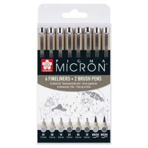 Pigma Micron Cool Grey Set 8 - zestaw 8 cienkopisów