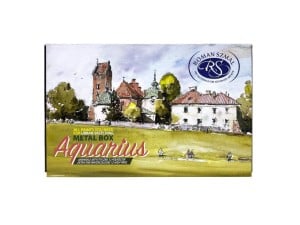 Aquarius Urban Sketchers Set 12 kolorów 1/2 kostki + pędzel DaVinci Casaneo Travel '6- komplet akwareli
