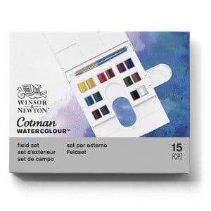 W&N Cotman Water Colours Field Set 15x1/2 kostki - zestaw farb akwarelowych