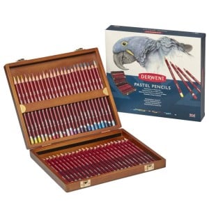 Derweny PASTEL PENCILS 48  kolorów - komplet pasteli suchych w drewnie w kasecie drewnianej