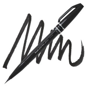 Pentel Brush Tip Sign Pen BLACK - pisak pędzelkowy precyzyjny
