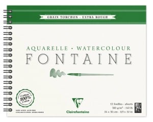 Clairefontaine "FONTAINE" 300g. EXTRA RGH 12ark. 100% bawełna - blok akwarelowy na spirali