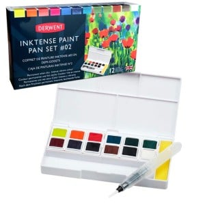 Derwent INKTENSE Paint Pans Travel Set 02 - 12 półkostek tuszu Inktense