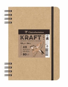 Szkicownik KRAFT na spirali z brązowym papierem ECO 150g 80ark - szkicownik w twardej oprawie