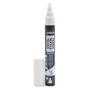 Pebeo 7A Opaque Farbic Marker 4mm Round Nib WHITE - marker do tkanin ciemnych