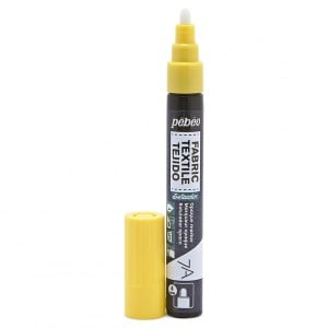 Pebeo 7A Opaque Farbic Marker 4mm Round Nib YELLOW - marker do tkanin ciemnych