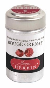 Naboje J.Herbin Writing Ink Garnet Red 6szt - naboje z atramentem do piór wiecznych