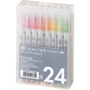 Clean Color Real Brush 24 Colours - komplet pisaków akwarelowych z końcówką pędzelkową