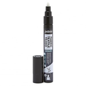 Pebeo 7A Opaque Farbic Marker 4mm Round Nib BLACK - marker do tkanin ciemnych