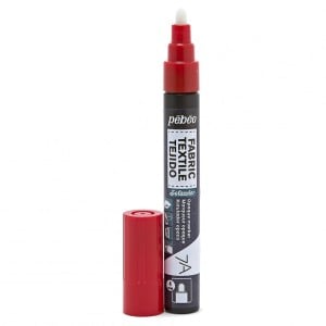 Pebeo 7A Opaque Farbic Marker 4mm Round Nib RED - marker do tkanin ciemnych