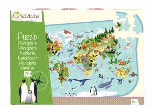 Puzzle 76 elementów "Mapa występowania zwierząt" - zestaw edukacyjny