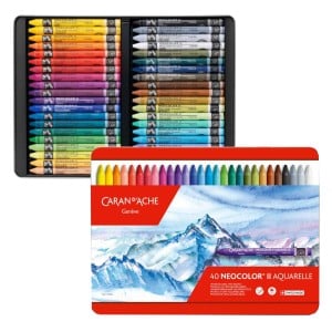 Caran D'Ache Neocolor II 40 kol. w metalowym pudełku - kredki akwarelowe woskowe