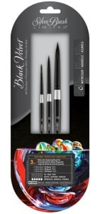 Silver Brush Black Velvet "Beginning Round" Watercolor Set 3szt - komplet syntetycznych pędzli akwarelowych