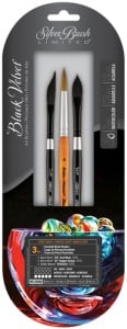 Silver Brush Black Velvet "Essential Strokers" Watercolor Set 3szt - komplet syntetycznych pędzli akwarelowych