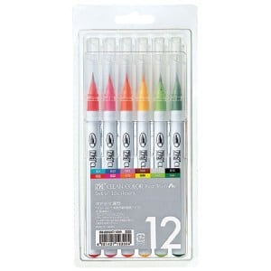Clean Color Real Brush 12 Colours - komplet pisaków akwarelowych z końcówką pędzelkową