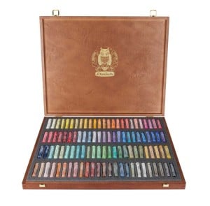 Schmincke Finest Extra Soft Pastel 100 kolorów Wooden Case- komplet artystycznych pasteli suchych w drewnianej kasecie