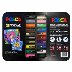 POSCA Komplet 20 markerów w metralowej kasecie