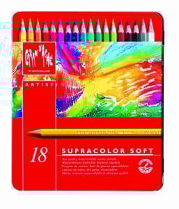Caran d'Ache Supracolor Soft Aquarelle18 kolorów - komplet kredek w metalowym pudełku