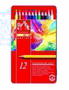 Caran d'Ache Supracolor Soft Aquarelle12 kolorów - komplet kredek w metalowym pudełku