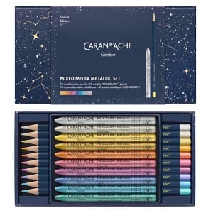Caran d'Ache Cosmic Blue Kredki metaliczne 20szt - komplet edycja specjalna