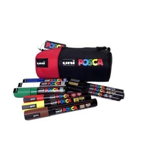 Posca Komplet markerów 9szt w oryginalnym czerwonym piórniku
