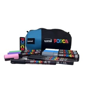 Posca Komplet markerów 9szt w oryginalnym niebieskim piórniku