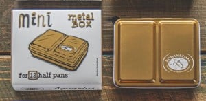 RS Empty Mini Watercolor Metal Box 12x1/2 kostki Gold - pusta mini kasetka na akwarele