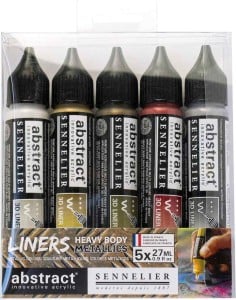 Sennelier Abstract Acrylic 3D Liners Metallic Set 5x27ml - komplet konturówek akrylowych