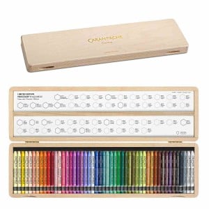 Caran D'Ache Neocolor II 50 kol.  "50 urodziny" w drewnianej kasecie - komplet kredkek akwarelowych woskowych